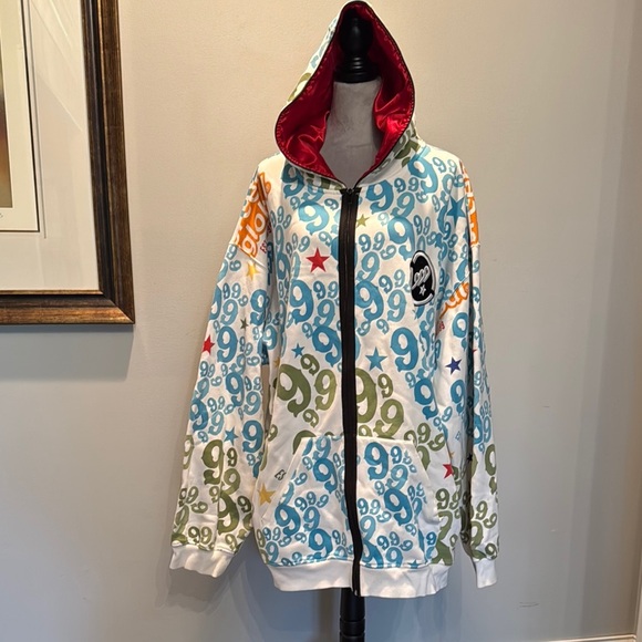 Rare Gino Green Global white Graphic Hoodie with 9’s monogram 5X - Picture 1 of 16